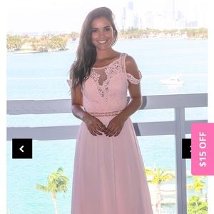 Blush Cold Shoulder Maxi Dress with Crochet Top